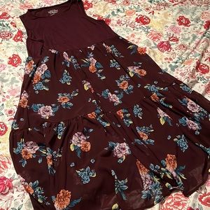 Torrid brand size 2 midi dress, super soft knit, eggplant floral